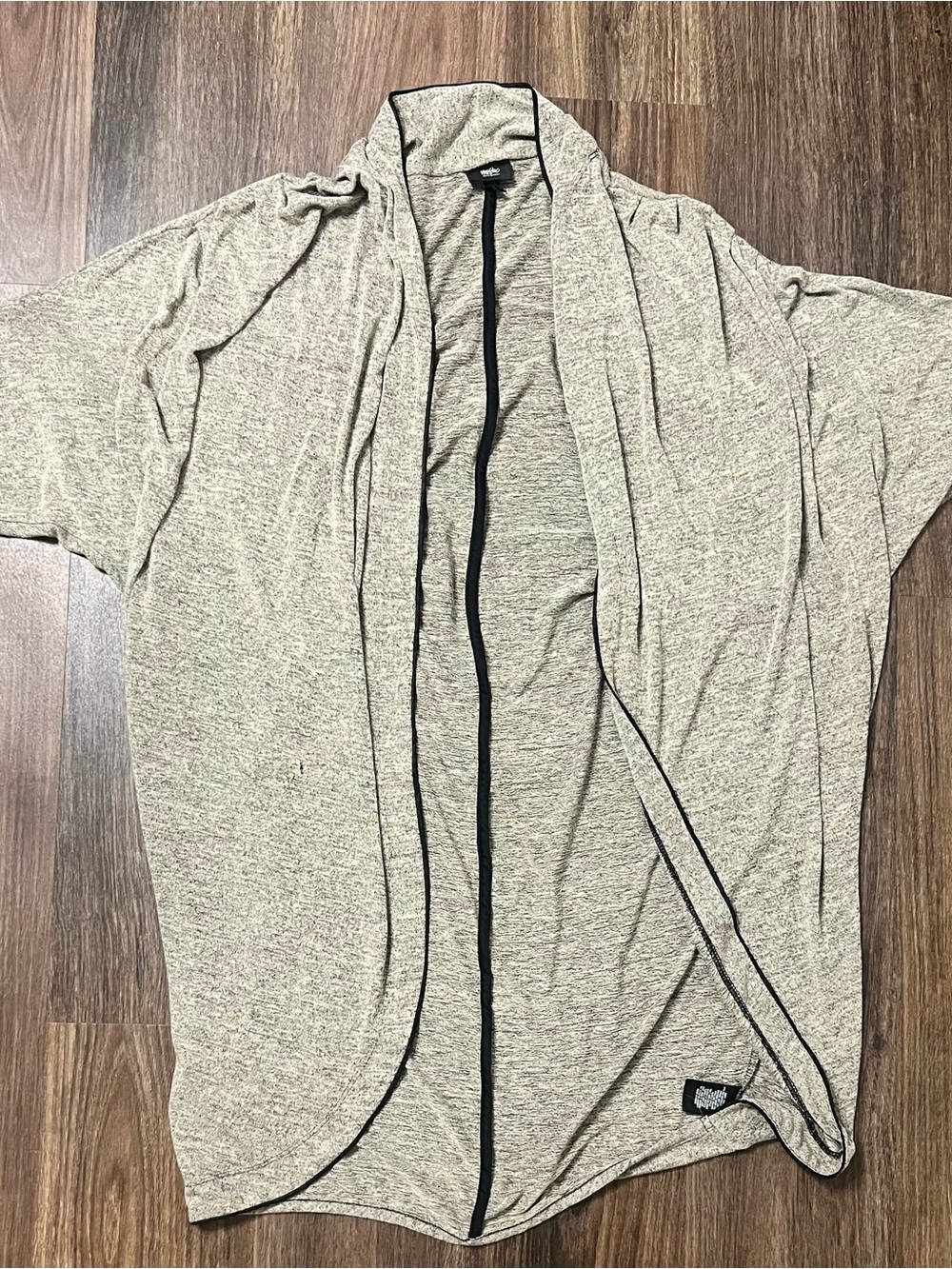 Mossimo Heather Gray Open-Front Cardigan with Black Trim